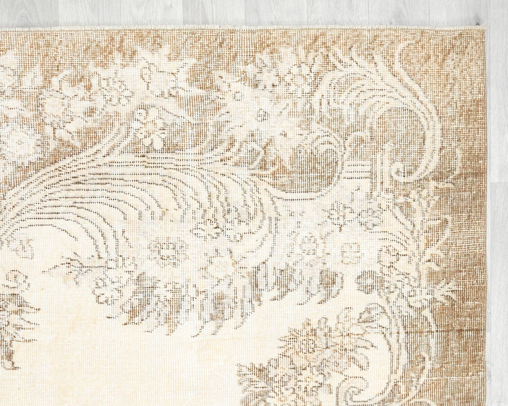 Beige Turkish Oushak Rug 6'10" x 10'8" Hand-Knotted | No. VR56937