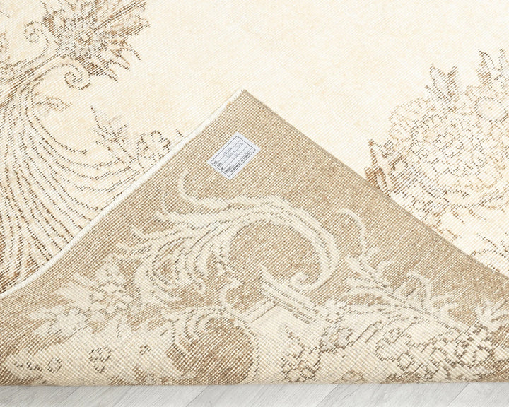 Beige Turkish Oushak Rug 6'10" x 10'8" Hand-Knotted | No. VR56937