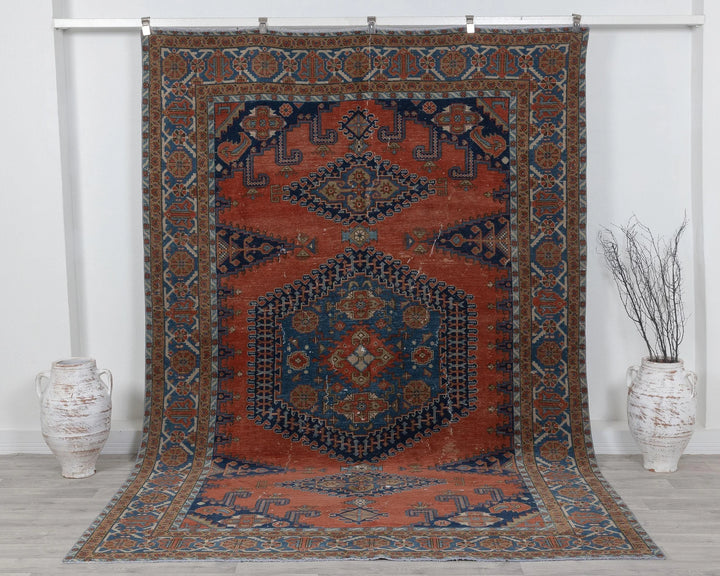 Multicolor Turkish Oushak Rug 7'1" x 10'2" Hand-Knotted | No. VR56958