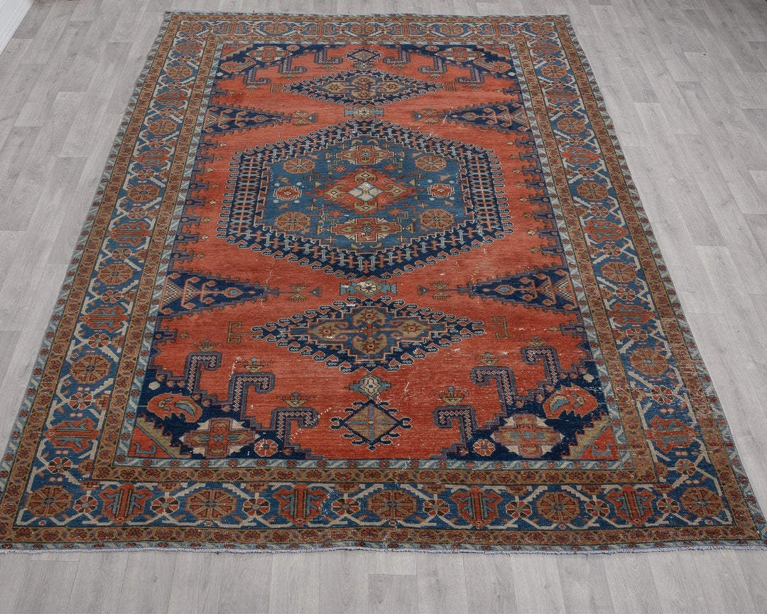 Multicolor Turkish Oushak Rug 7'1" x 10'2" Hand-Knotted | No. VR56958