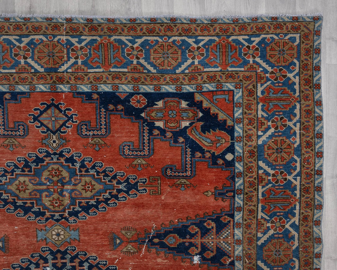 Multicolor Turkish Oushak Rug 7'1" x 10'2" Hand-Knotted | No. VR56958