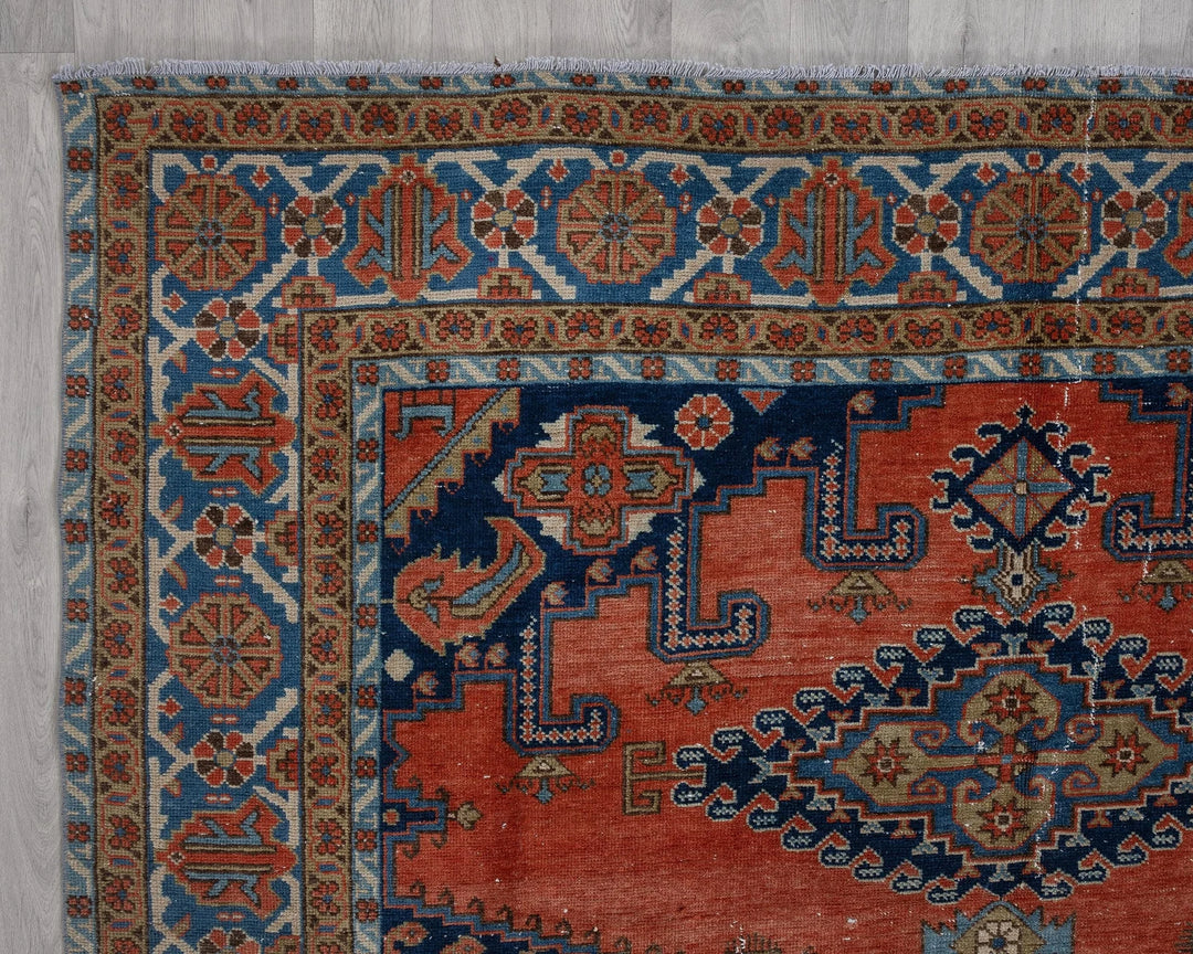 Multicolor Turkish Oushak Rug 7'1" x 10'2" Hand-Knotted | No. VR56958