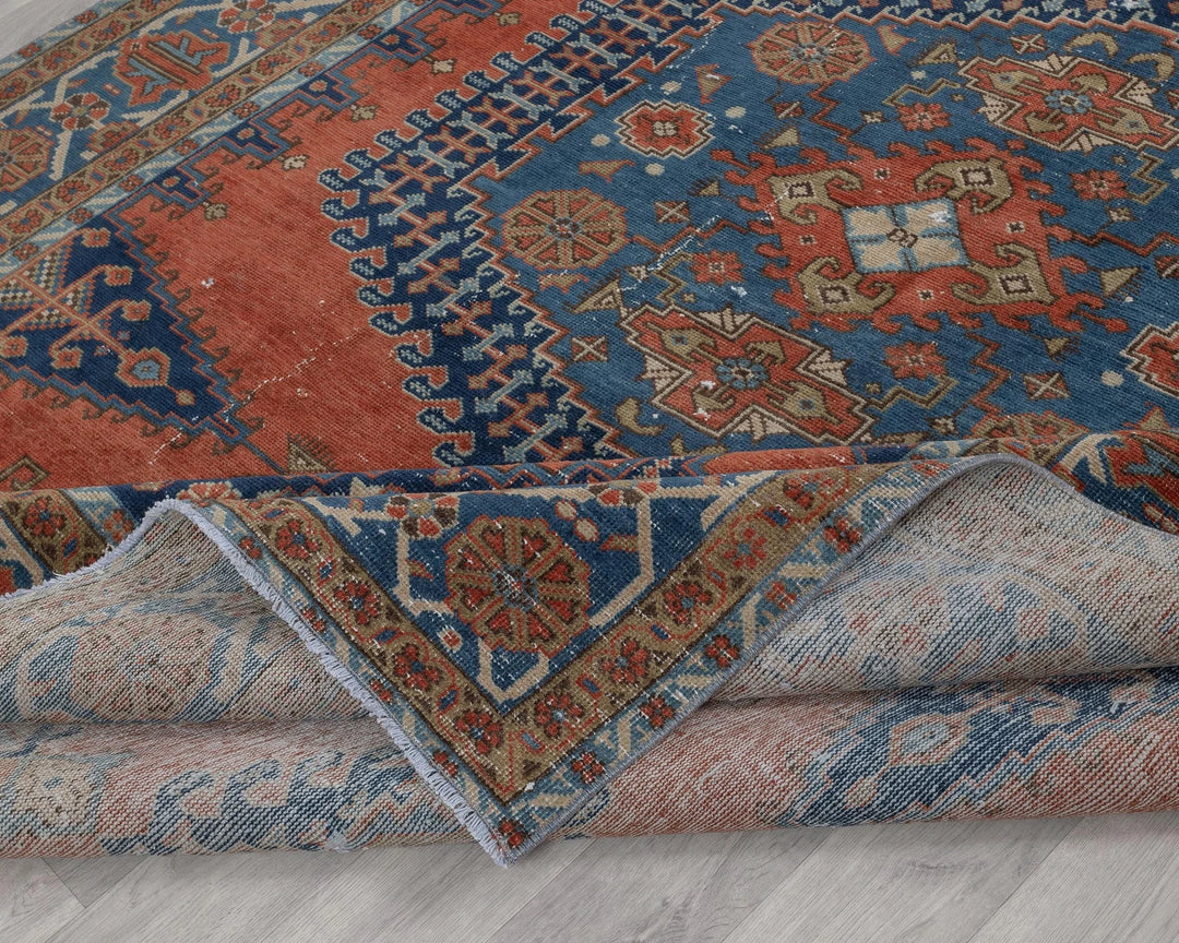Multicolor Turkish Oushak Rug 7'1" x 10'2" Hand-Knotted | No. VR56958