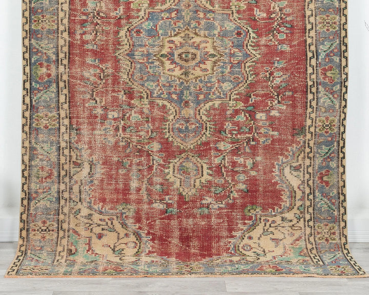 Red Turkish Oushak Rug 5' 2" x 7' 8" Hand-Knotted | No. VR57040