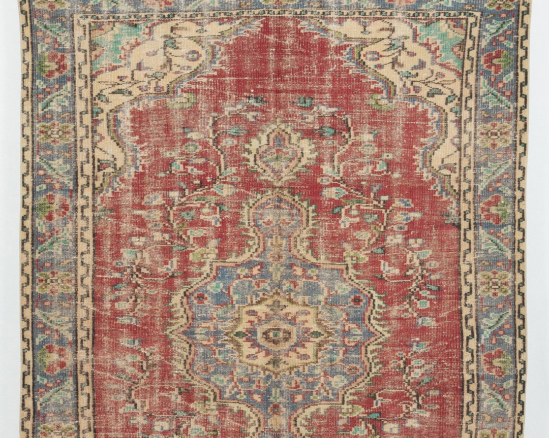 Red Turkish Oushak Rug 5' 2" x 7' 8" Hand-Knotted | No. VR57040