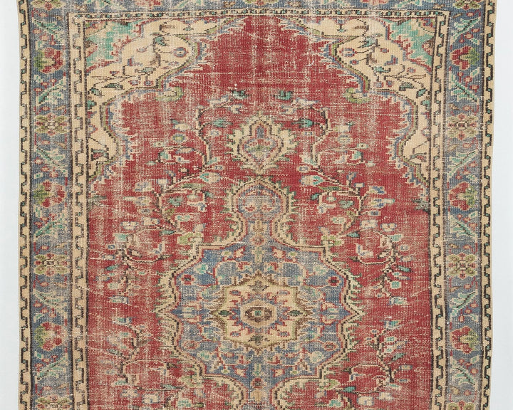 Red Turkish Oushak Rug 5' 2" x 7' 8" Hand-Knotted | No. VR57040