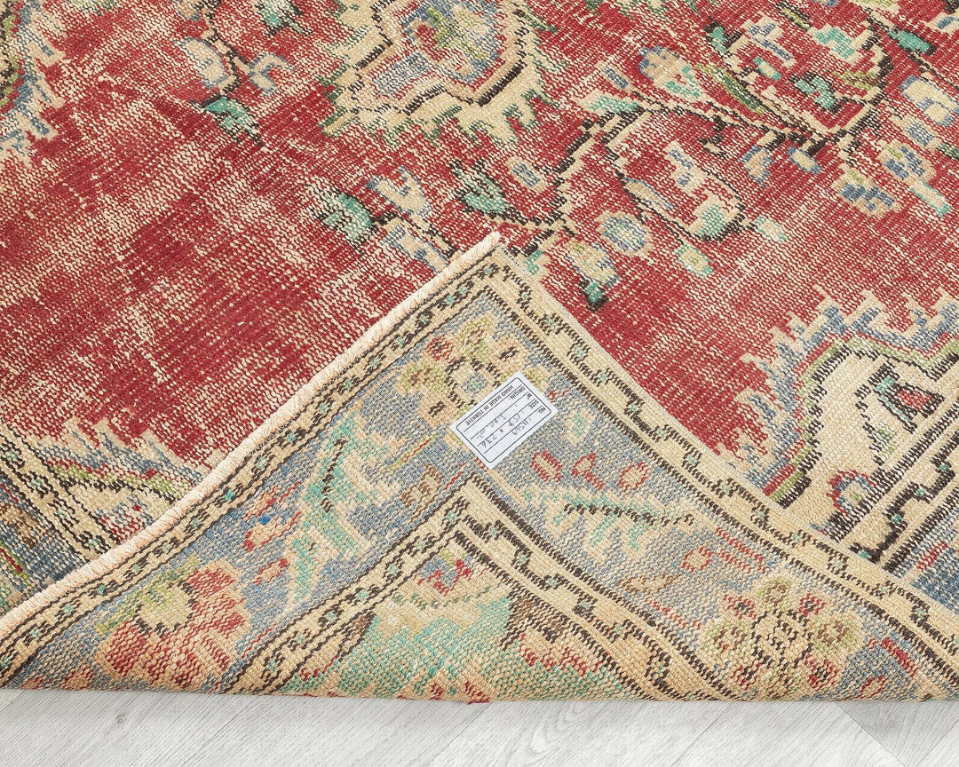 Red Turkish Oushak Rug 5' 2" x 7' 8" Hand-Knotted | No. VR57040