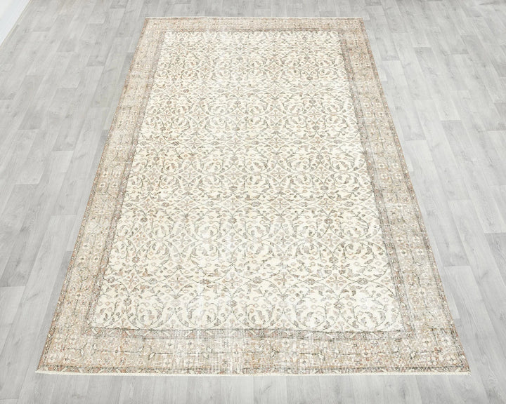 Beige Turkish Oushak Rug 5' 5" x 8' 10" Hand-Knotted | No. VR57315