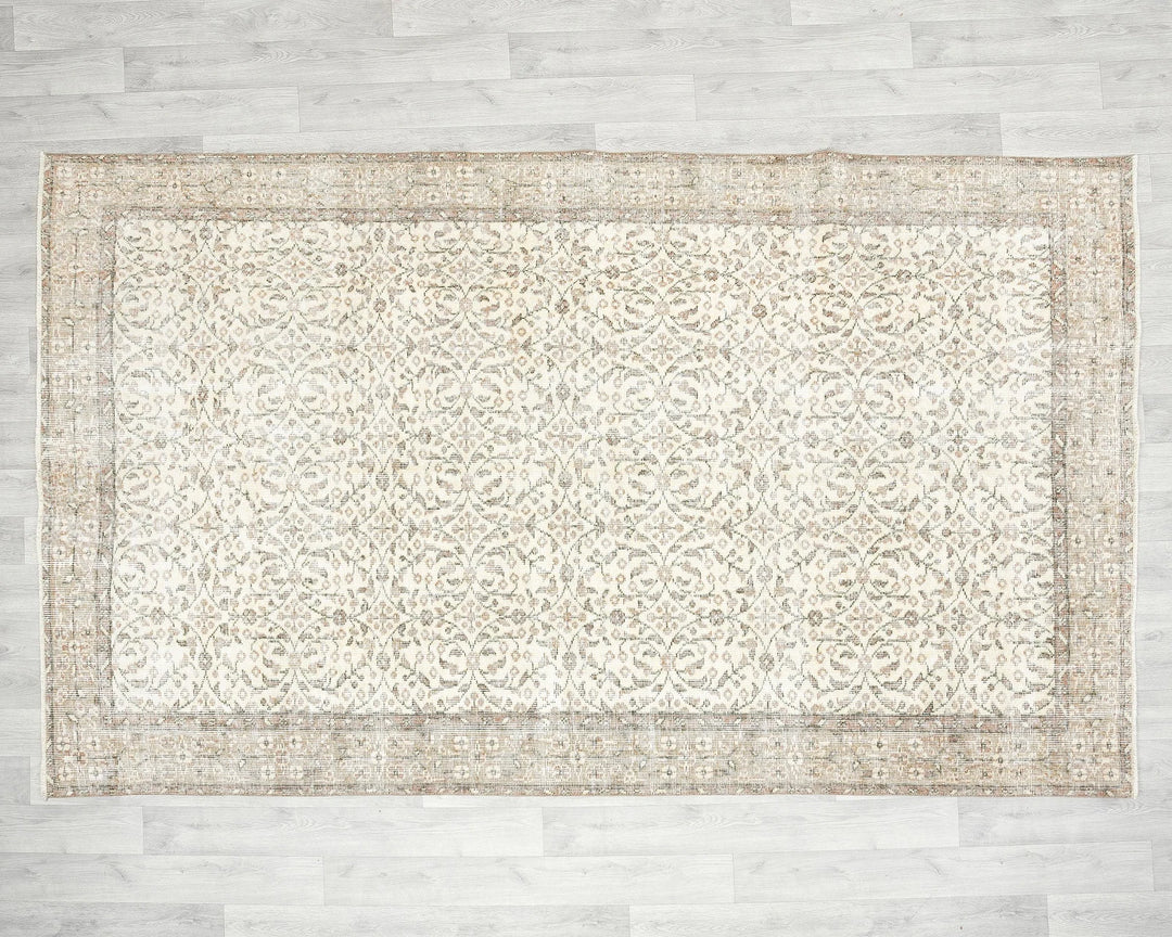 Beige Turkish Oushak Rug 5' 5" x 8' 10" Hand-Knotted | No. VR57315