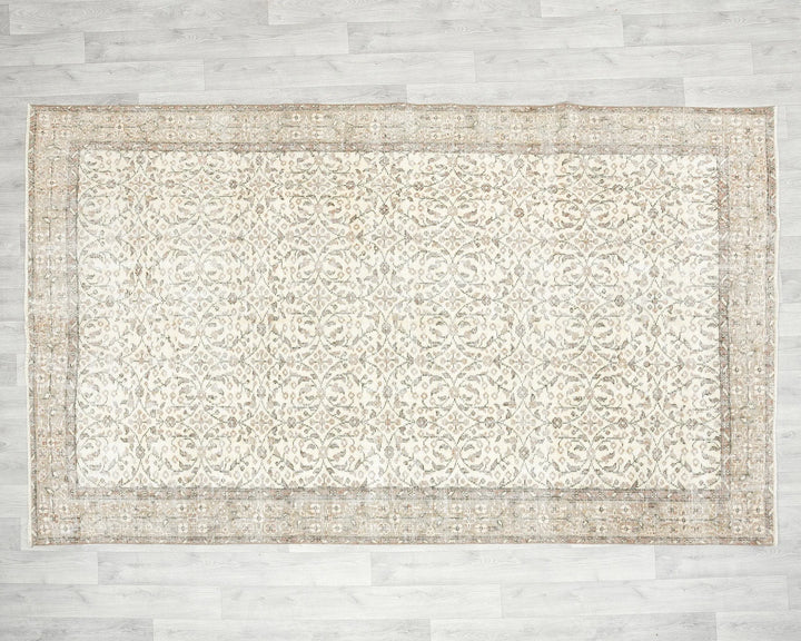 Beige Turkish Oushak Rug 5' 5" x 8' 10" Hand-Knotted | No. VR57315