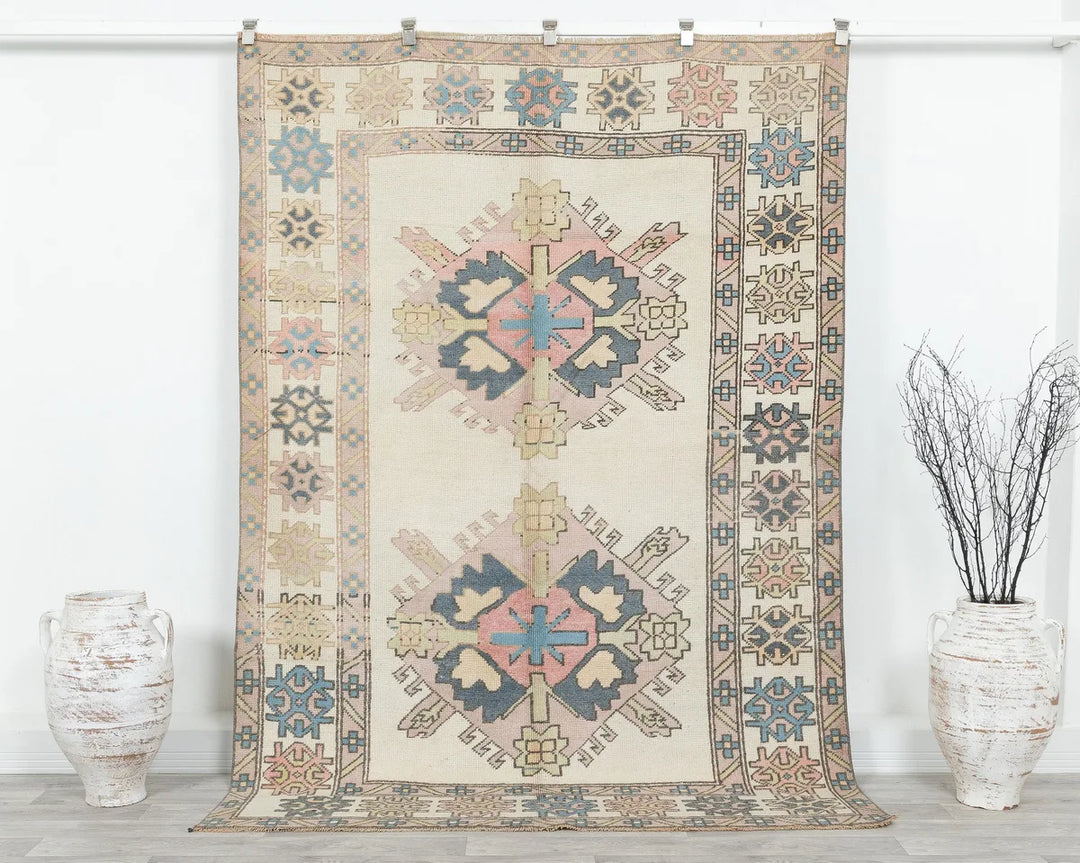 Multicolor Turkish Oushak Rug 7' 10" x 5' 5" Hand-Knotted | No. VR57354