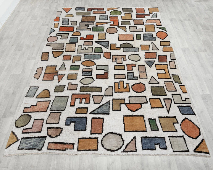 White Turkish Vintage Rug 9' 5" x 12' 6" Hand-Knotted | No. VR57381