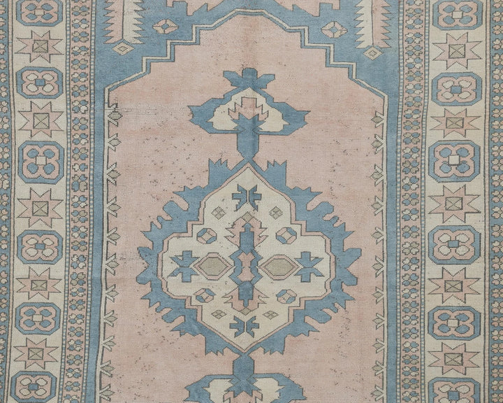 Multicolor Turkish Oushak Rug 6' 7" x 9' Hand-Knotted detail