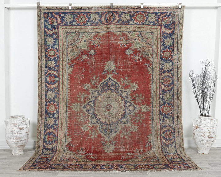Multicolor Turkish Oushak Rug 6' 11" x 9' 1" Hand-Knotted | No. VR57505
