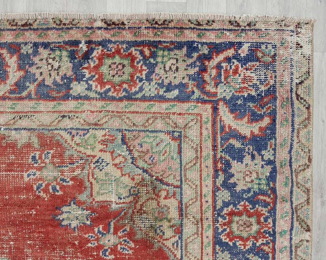 Multicolor Turkish Oushak Rug 6' 11" x 9' 1" Hand-Knotted | No. VR57505