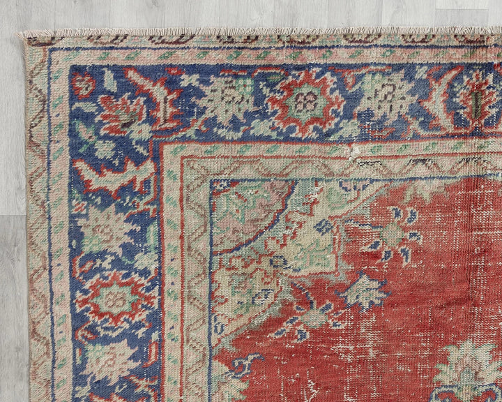 Multicolor Turkish Oushak Rug 6' 11" x 9' 1" Hand-Knotted | No. VR57505