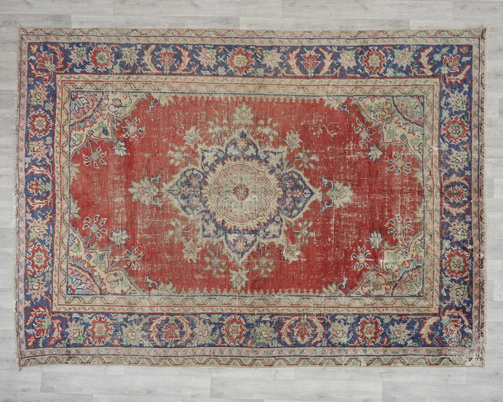 Multicolor Turkish Oushak Rug 6' 11" x 9' 1" Hand-Knotted | No. VR57505