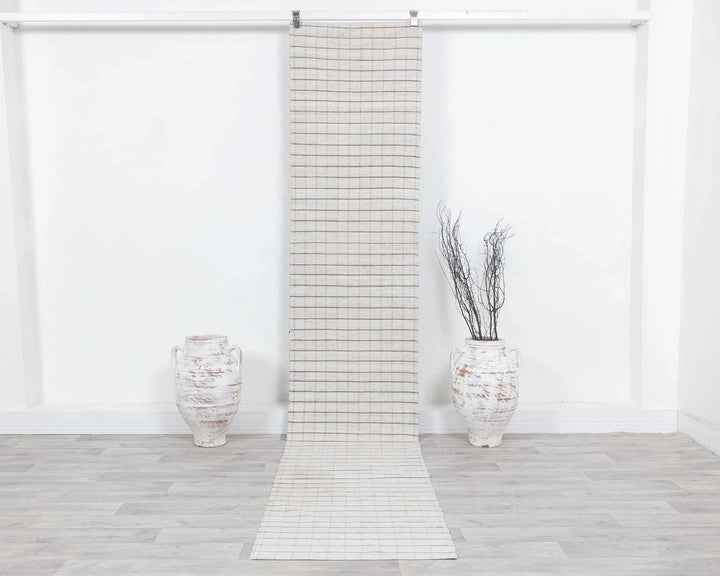 White Turkish Kilim Rug 2' x 11' 2" Flat-Weave | No. VR57513