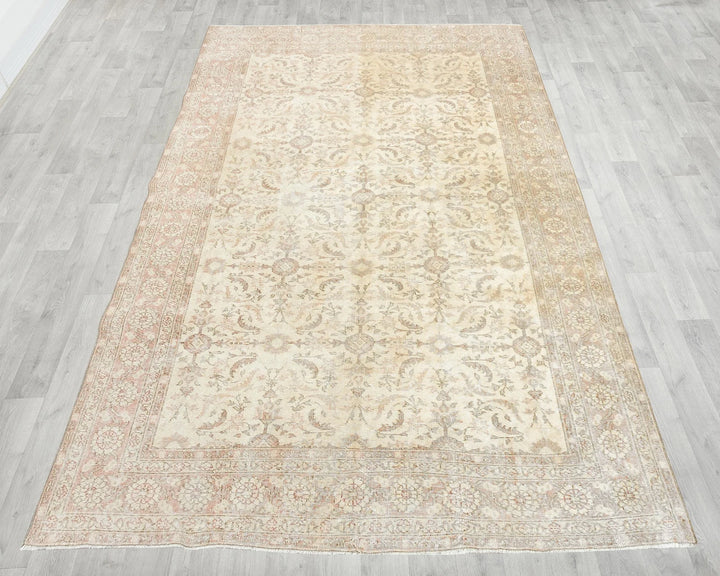 Beige Turkish Oushak Rug 6' 9" x 9' 11" Hand-Knotted | No. VR57520