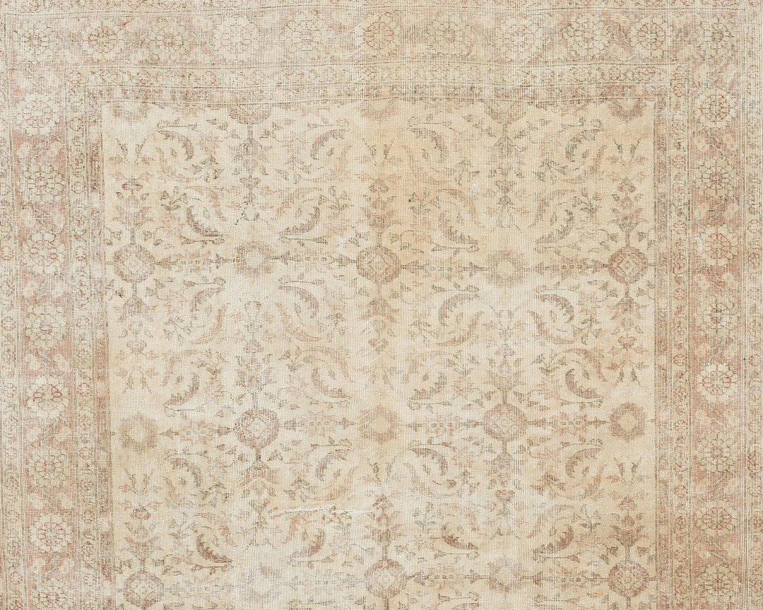 Beige Turkish Oushak Rug 6' 9" x 9' 11" Hand-Knotted | No. VR57520