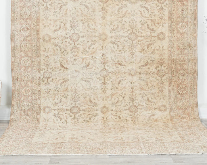Beige Turkish Oushak Rug 6' 9" x 9' 11" Hand-Knotted | No. VR57520