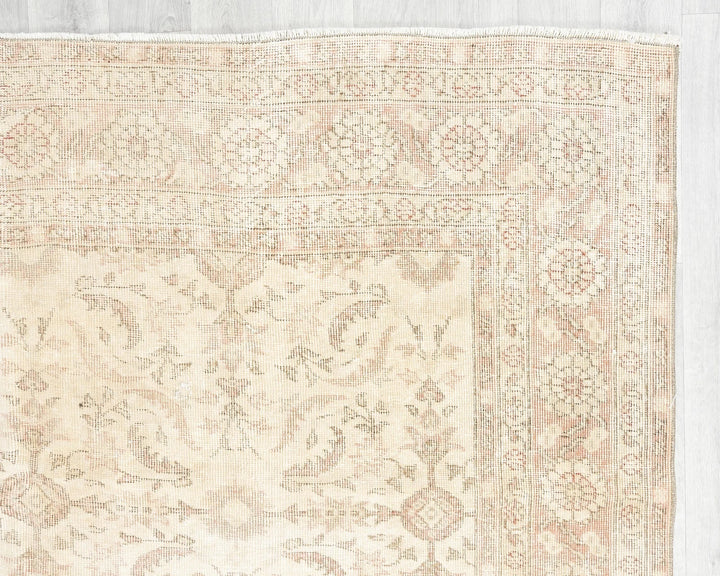 Beige Turkish Oushak Rug 6' 9" x 9' 11" Hand-Knotted | No. VR57520