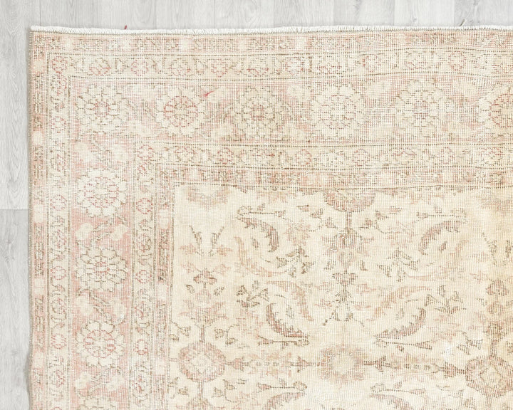 Beige Turkish Oushak Rug 6' 9" x 9' 11" Hand-Knotted | No. VR57520