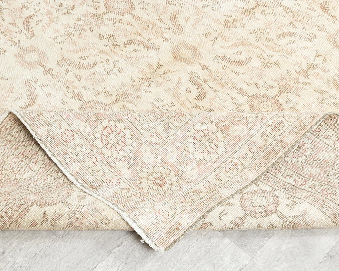 Beige Turkish Oushak Rug 6' 9" x 9' 11" Hand-Knotted | No. VR57520