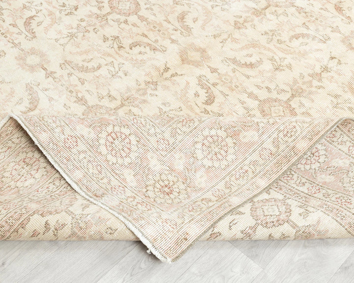 Beige Turkish Oushak Rug 6' 9" x 9' 11" Hand-Knotted | No. VR57520