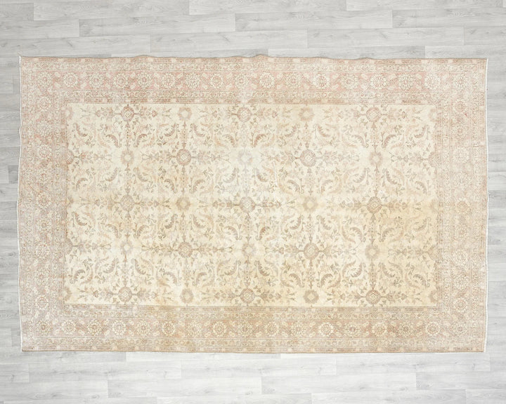 Beige Turkish Oushak Rug 6' 9" x 9' 11" Hand-Knotted | No. VR57520