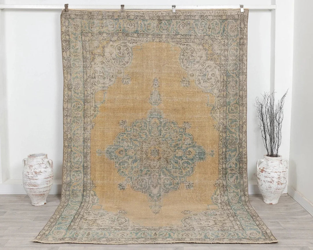 Multicolor Turkish Oushak Rug 6' 8" x 9' 9" Hand-Knotted | No. VR57742