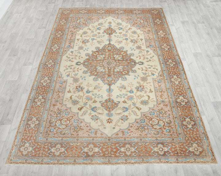 Multicolor Turkish Oushak Rug 6'1" x 9'6" Hand-Knotted | No. VR57774