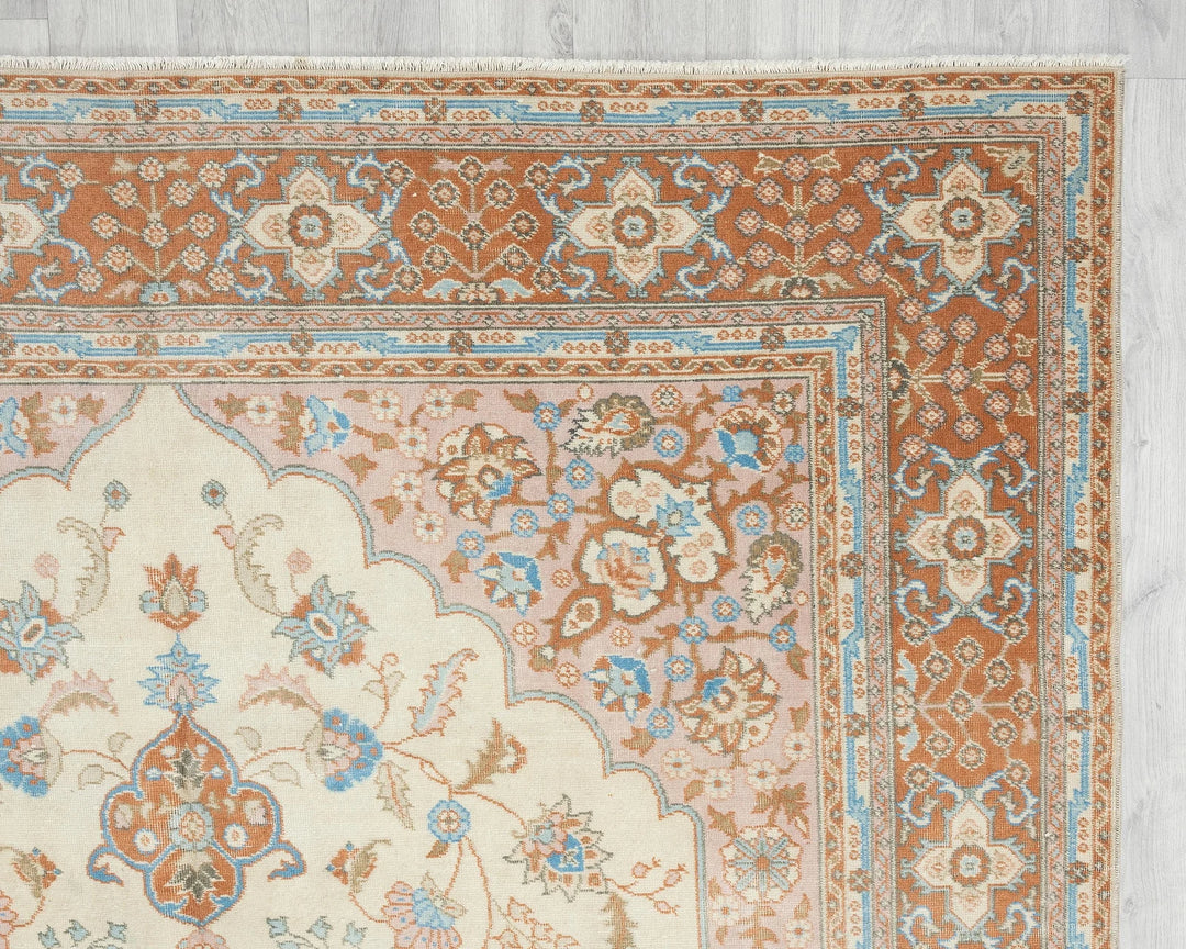 Multicolor Turkish Oushak Rug 6'1" x 9'6" Hand-Knotted | No. VR57774
