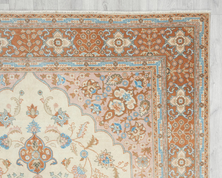 Multicolor Turkish Oushak Rug 6'1" x 9'6" Hand-Knotted | No. VR57774