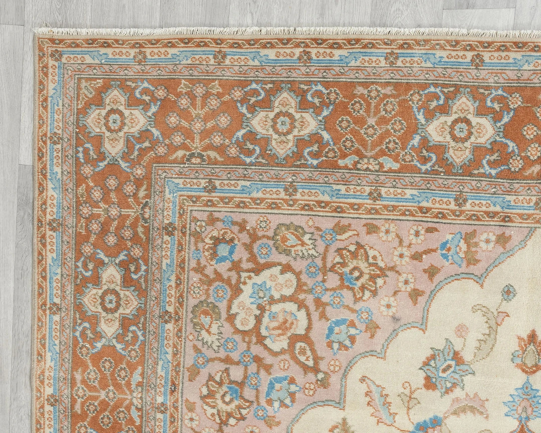 Multicolor Turkish Oushak Rug 6'1" x 9'6" Hand-Knotted | No. VR57774