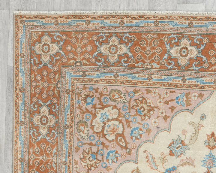 Multicolor Turkish Oushak Rug 6'1" x 9'6" Hand-Knotted | No. VR57774
