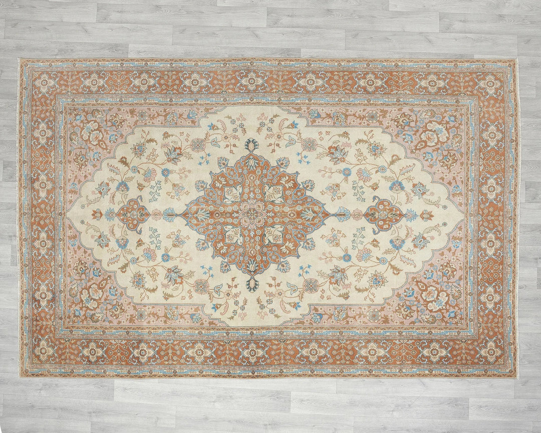 Multicolor Turkish Oushak Rug 6'1" x 9'6" Hand-Knotted | No. VR57774