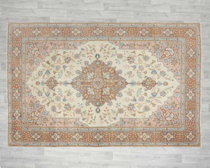 Multicolor Turkish Oushak Rug 6'1" x 9'6" Hand-Knotted | No. VR57774