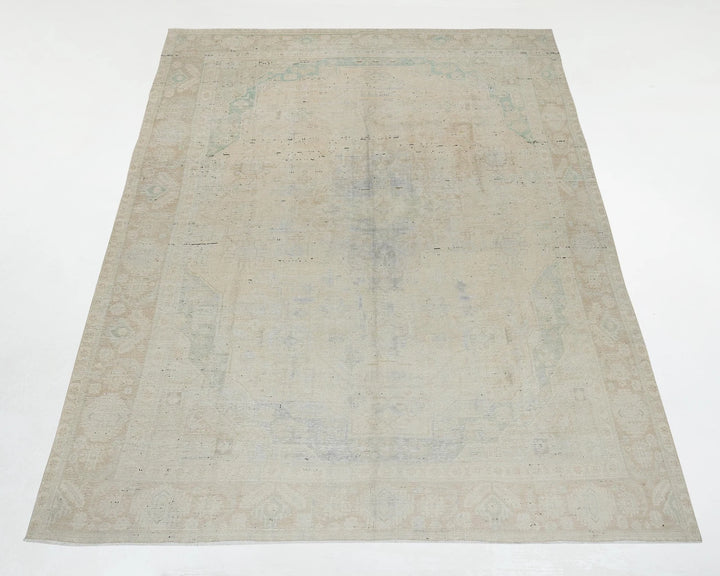 Beige Turkish Oushak Rug 9'6" x 12'2" Hand-Knotted | No. VR57867