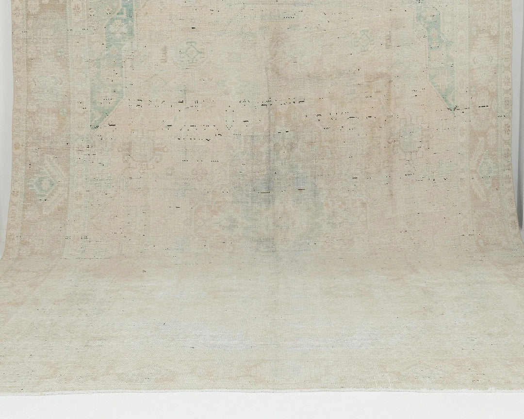 Beige Turkish Oushak Rug 9'6" x 12'2" Hand-Knotted | No. VR57867