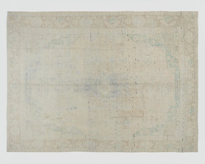 Beige Turkish Oushak Rug 9'6" x 12'2" Hand-Knotted | No. VR57867