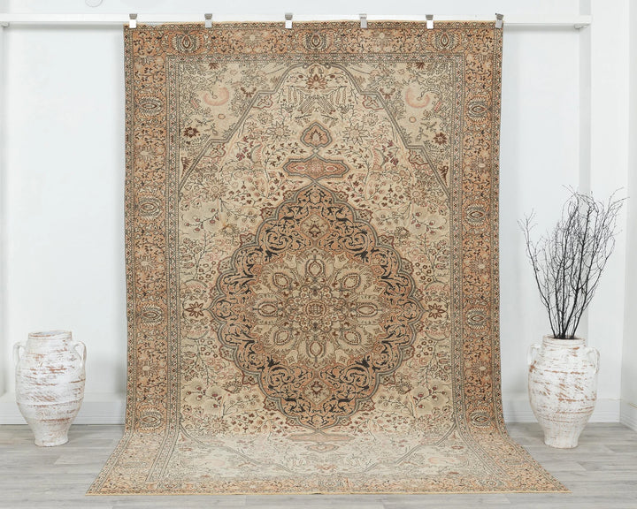 Multicolor Turkish Oushak Rug 6'2" x 9'7" Hand-Knotted | No. VR57893