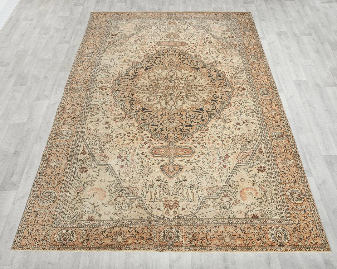 Multicolor Turkish Oushak Rug 6'2" x 9'7" Hand-Knotted | No. VR57893