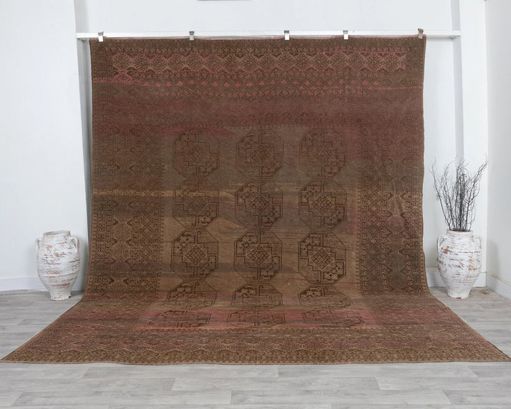 Multicolor Turkish Oushak Rug 8'11" x 10'6" Hand-Knotted