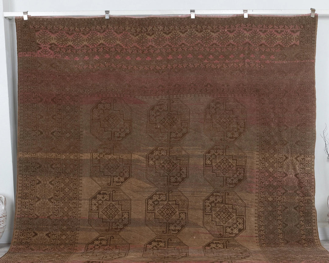 Multicolor Turkish Oushak Rug 8'11" x 10'6" Hand-Knotted detail