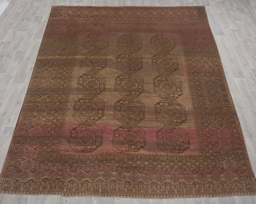 Multicolor Turkish Oushak Rug 8'11" x 10'6" Hand-Knotted reverse