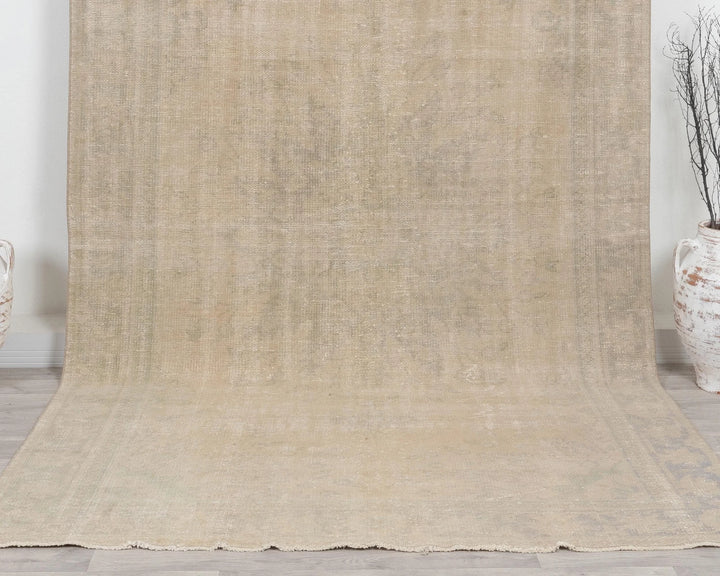 Beige Turkish Oushak Rug 6'3" x 10'4" Hand-Knotted | No. VR58019