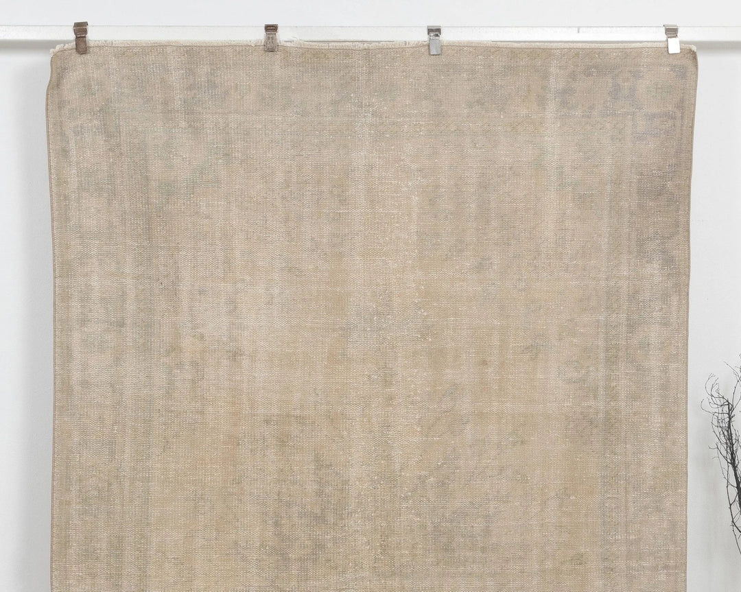 Beige Turkish Oushak Rug 6'3" x 10'4" Hand-Knotted | No. VR58019