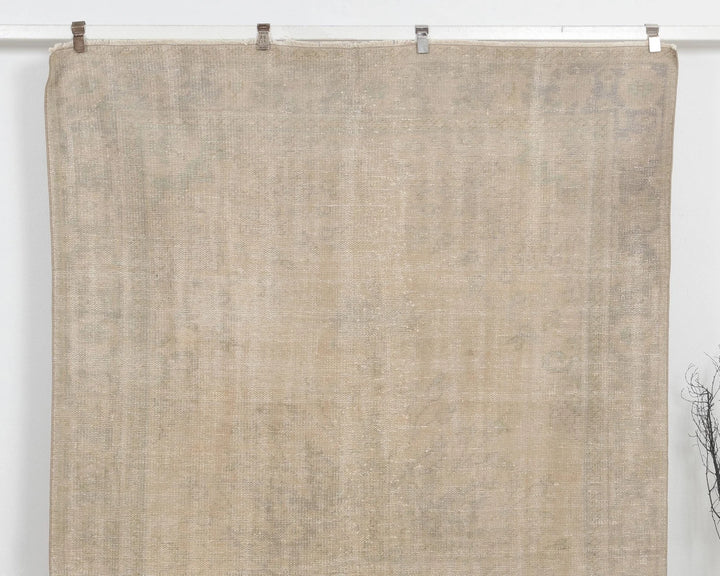 Beige Turkish Oushak Rug 6'3" x 10'4" Hand-Knotted | No. VR58019
