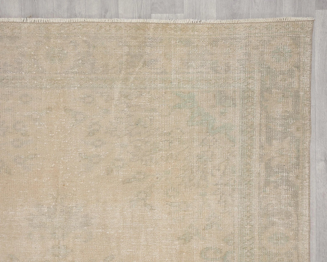 Beige Turkish Oushak Rug 6'3" x 10'4" Hand-Knotted | No. VR58019